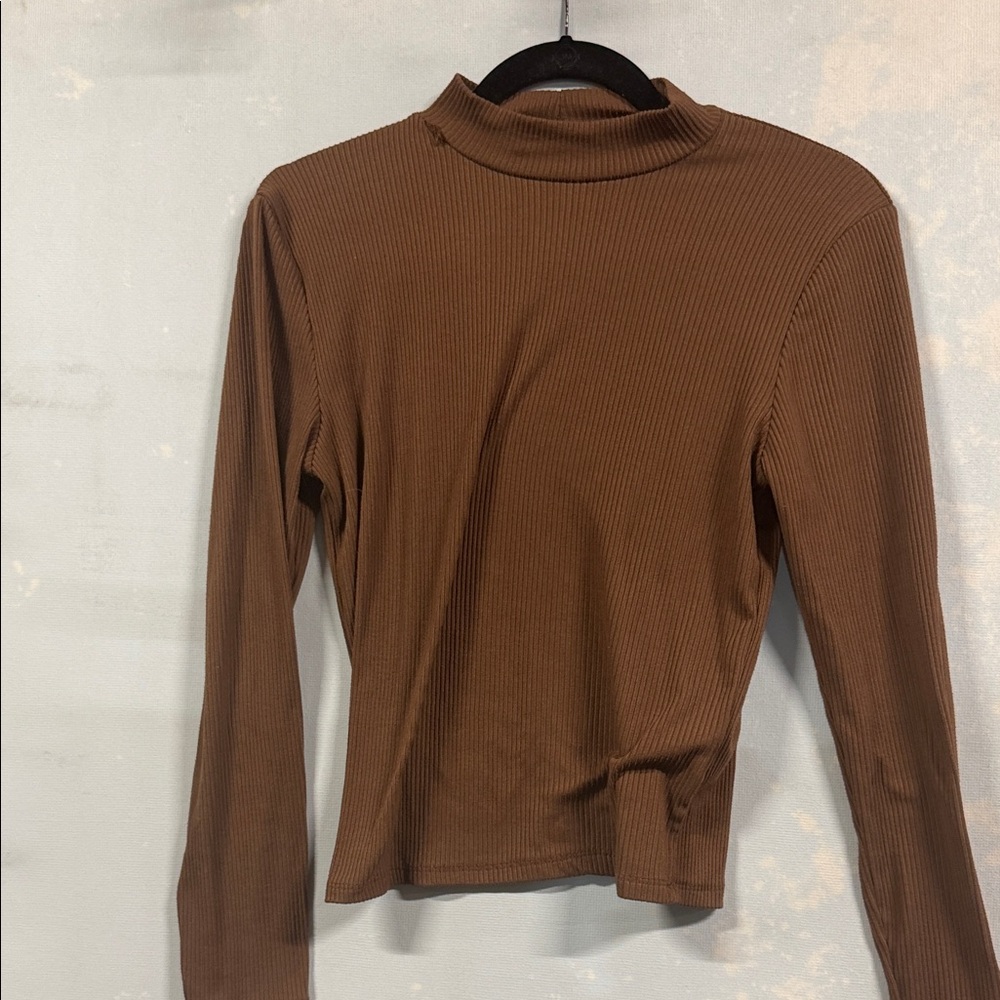 Brit and Bri brown cropped turtleneck